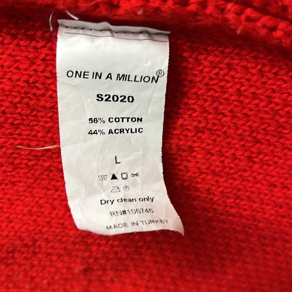 One In A Million Fur Trimmed Hooded Sweater Cardigan Jacket Sz‎ L Poppy Red